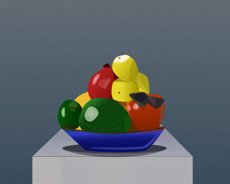 Still Life in Blue (Fruit Bowl)